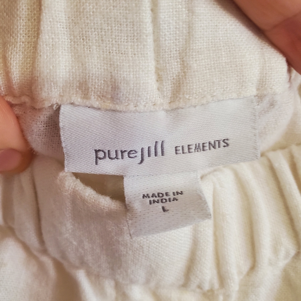 PureJill J.Jill Linen Blend Elastic Waist Pull on Pants size L Coastal Vacation - Picture 10 of 13